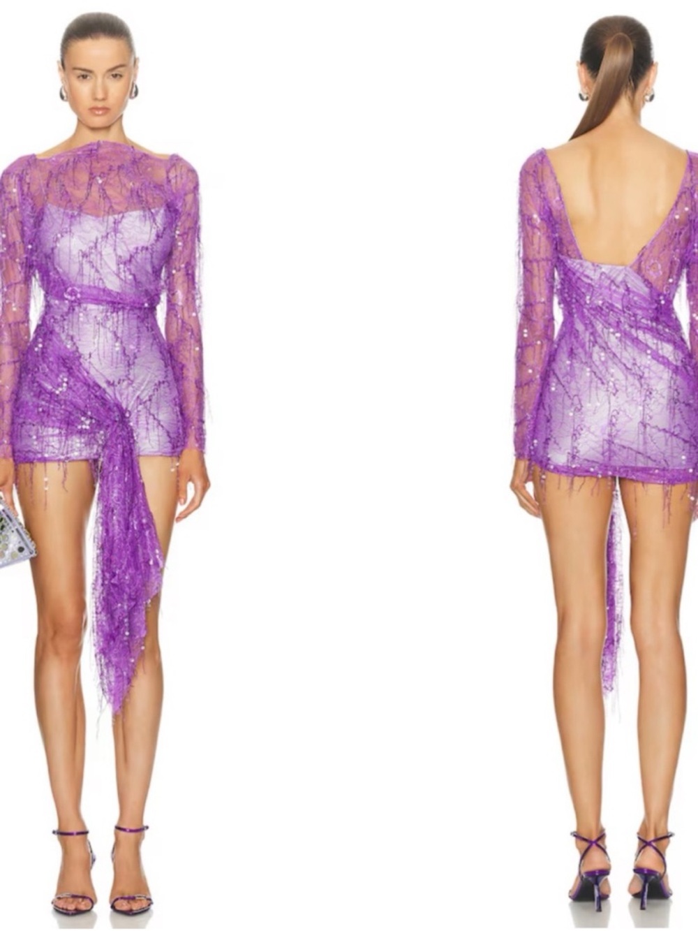 Christopher Esber Purple Encased Beaded Mini Dress